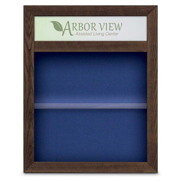 Outdoor Enclosed Combo Board, 42"x32", Satin Frame/White Porc & Cobalt